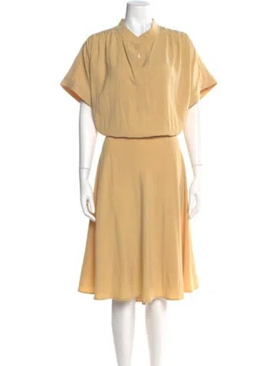 Pre-owned St John Cowl Neck Midi Length Dress In Yellow