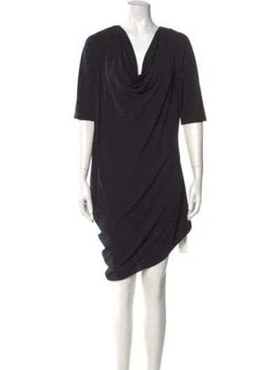 Pre-owned St John Cowl Neck Mini Dress In Black