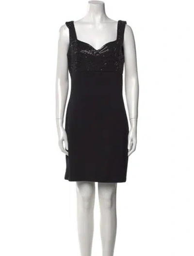 Pre-owned St John Cowl Neck Mini Dress In Black