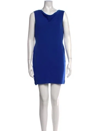 Pre-owned St John Cowl Neck Mini Dress In Blue
