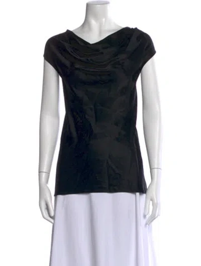 Pre-owned St John Cowl Neck Short Sleeve Top In Black