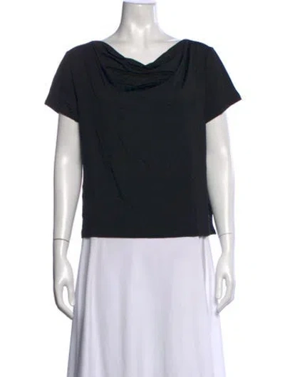 Pre-owned St John Cowl Neck Short Sleeve Top In Black
