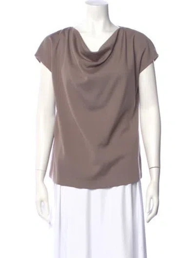 Pre-owned St John Cowl Neck Short Sleeve Top In Neutral