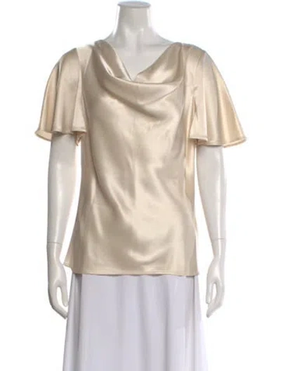 Pre-owned St John Cowl Neck Short Sleeve Top In Neutral