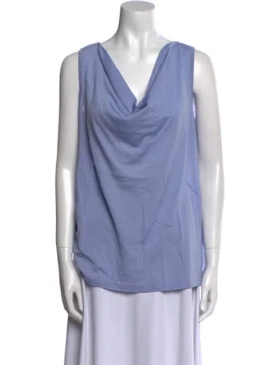 Pre-owned St John Cowl Neck Sleeveless Top In Blue