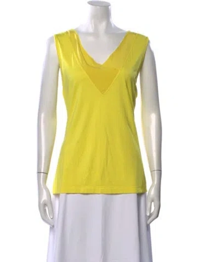 Pre-owned St John Cowl Neck Sleeveless Top In Yellow