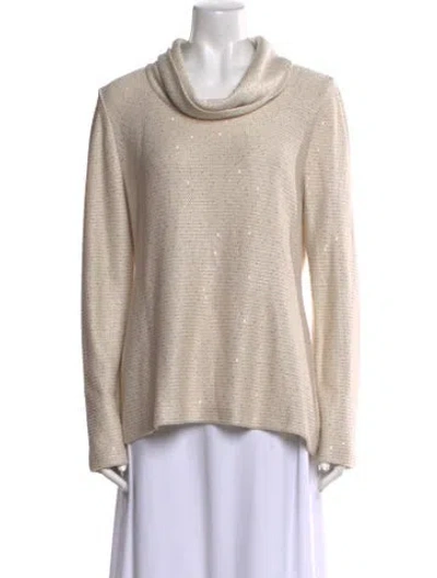 Pre-owned St John Cowl Neck Sweater In Neutral