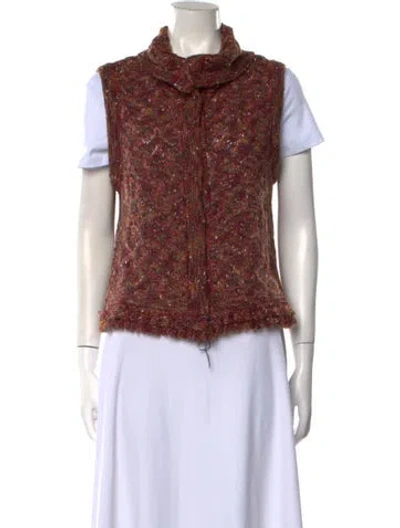Pre-owned St John Cowl Neck Sweater In Red