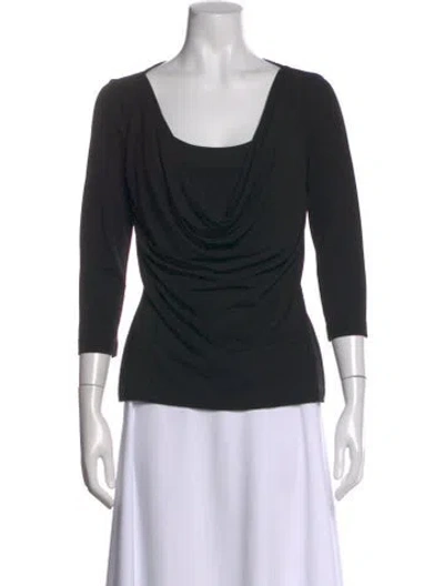 Pre-owned St John Cowl Neck Three-quarter Sleeve Top In Black