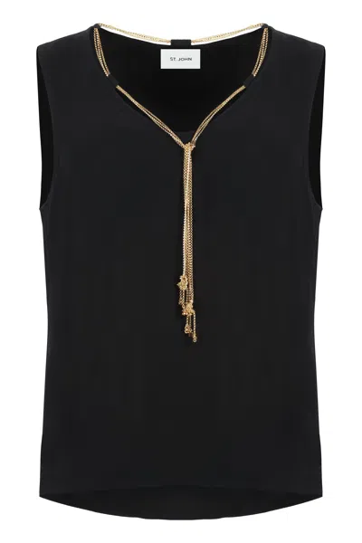 St John Crêpe Blouse In Black