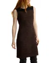St John Crepe Cady Bordered Tweed Dress In Brown