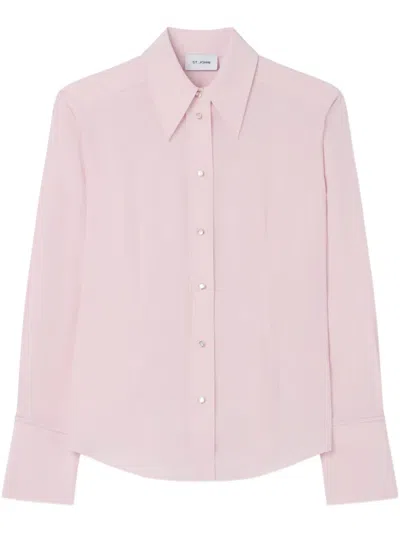 St John Silk Crepe De Chine Blouse In Celi