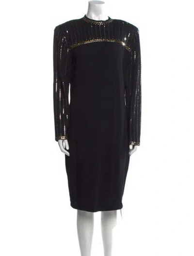 Pre-owned St John Crew Neck Knee-length Dress In Black
