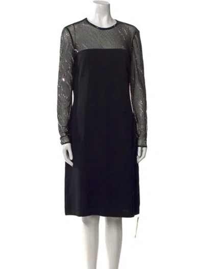Pre-owned St John Crew Neck Knee-length Dress In Black