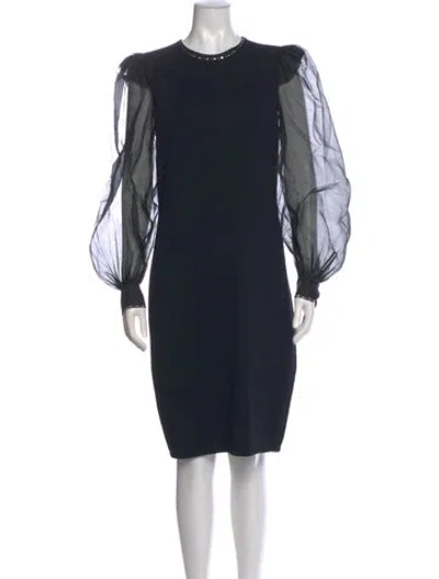 Pre-owned St John Crew Neck Knee-length Dress In Black