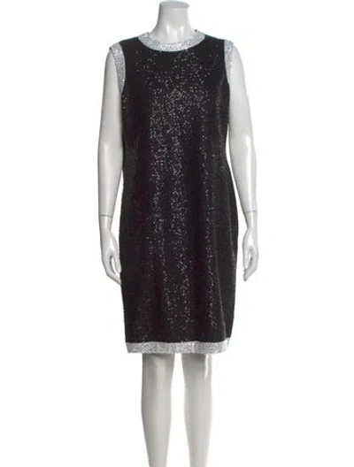 Pre-owned St John Crew Neck Knee-length Dress In Black