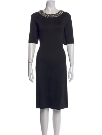 Pre-owned St John Crew Neck Knee-length Dress In Black