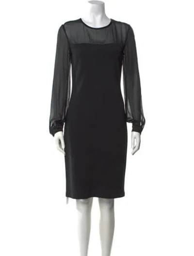 Pre-owned St John Crew Neck Knee-length Dress In Black