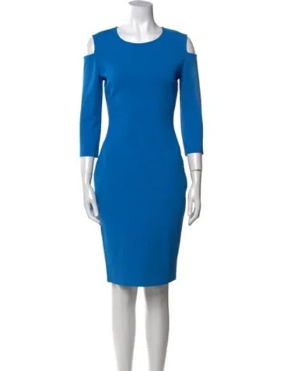 Pre-owned St John Crew Neck Knee-length Dress In Blue