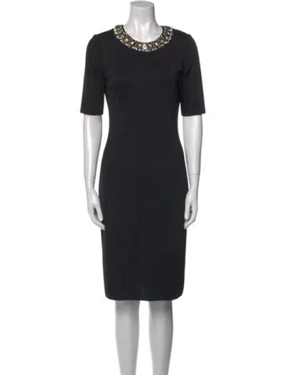 Pre-owned St John Crew Neck Knee-length Dress In Blue