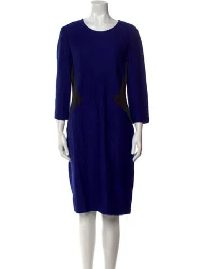 Pre-owned St John Crew Neck Knee-length Dress In Blue