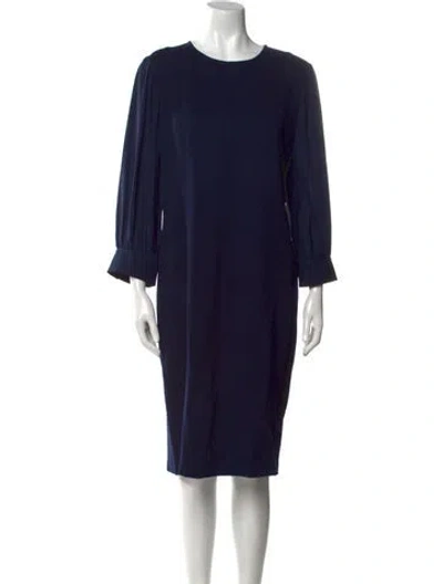 Pre-owned St John Crew Neck Knee-length Dress In Blue