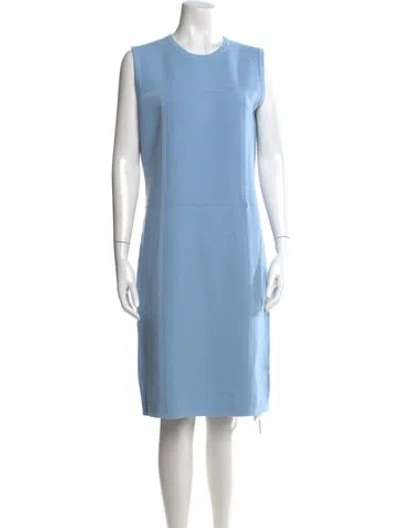 Pre-owned St John Crew Neck Knee-length Dress In Blue