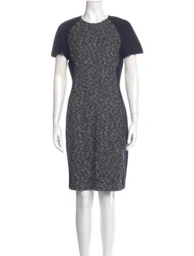 Pre-owned St John Crew Neck Knee-length Dress In Blue