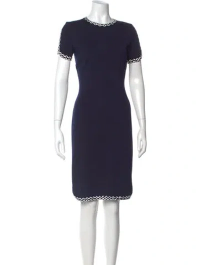 Pre-owned St John Crew Neck Knee-length Dress In Blue