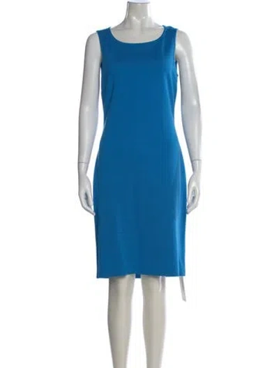 Pre-owned St John Crew Neck Knee-length Dress In Blue