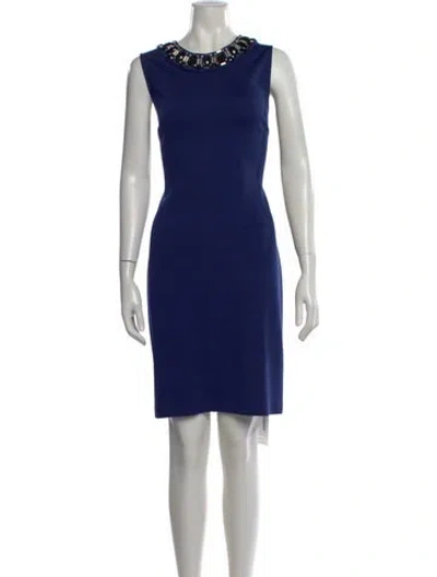 Pre-owned St John Crew Neck Knee-length Dress In Blue