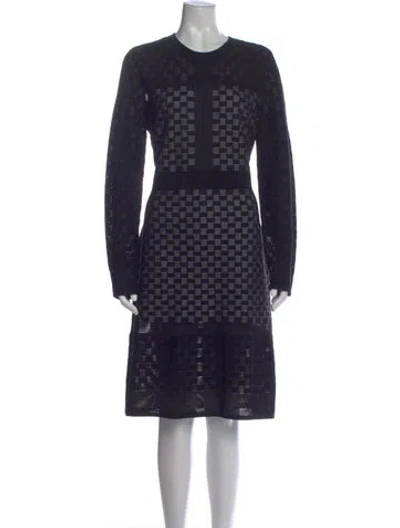 Pre-owned St John Crew Neck Knee-length Dress In Blue
