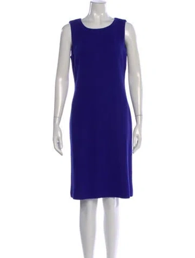Pre-owned St John Crew Neck Knee-length Dress In Blue