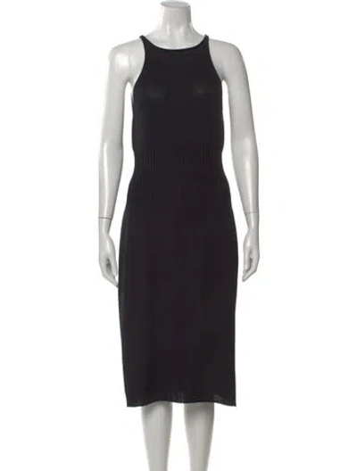 Pre-owned St John Crew Neck Knee-length Dress In Blue