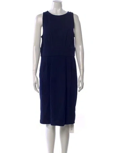 Pre-owned St John Crew Neck Knee-length Dress In Blue