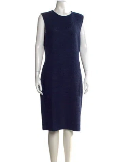 Pre-owned St John Crew Neck Knee-length Dress In Blue