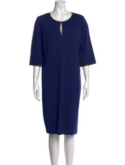 Pre-owned St John Crew Neck Knee-length Dress In Blue