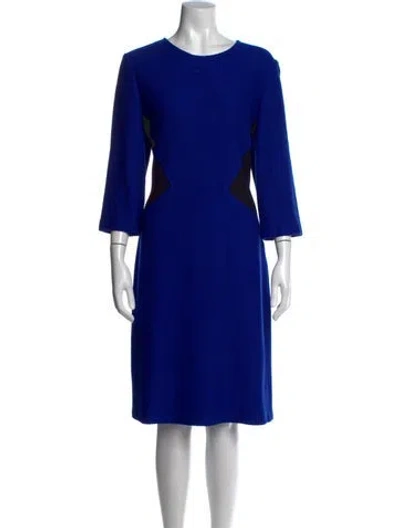 Pre-owned St John Crew Neck Knee-length Dress In Blue