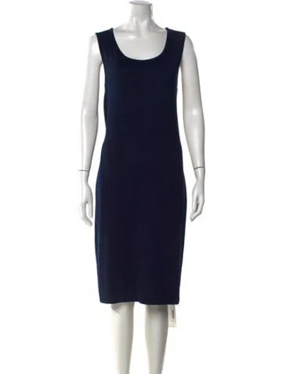 Pre-owned St John Crew Neck Knee-length Dress In Blue