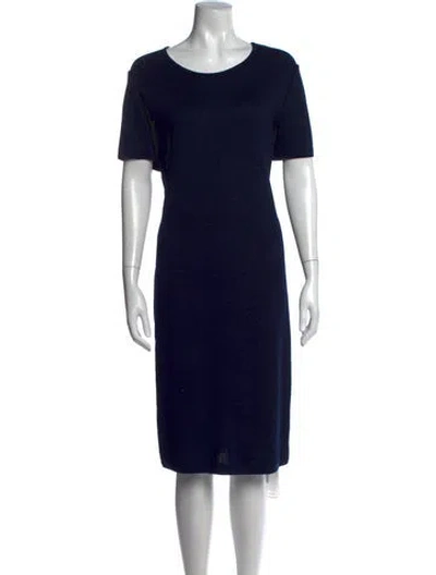 Pre-owned St John Crew Neck Knee-length Dress In Blue