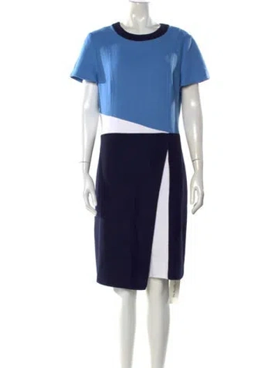 Pre-owned St John Crew Neck Knee-length Dress In Blue