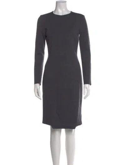 Pre-owned St John Crew Neck Knee-length Dress In Gray
