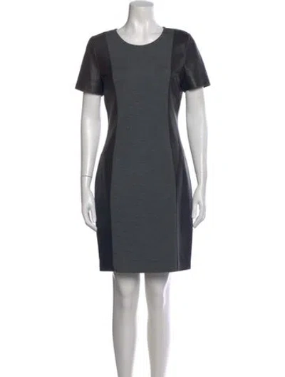 Pre-owned St John Crew Neck Knee-length Dress In Gray