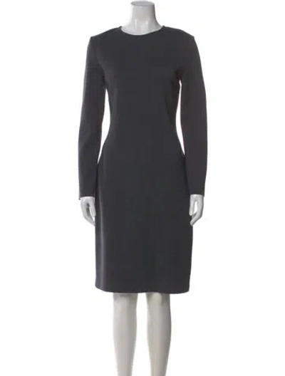 Pre-owned St John Crew Neck Knee-length Dress In Gray