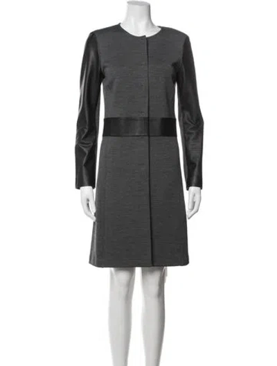 Pre-owned St John Crew Neck Knee-length Dress In Gray