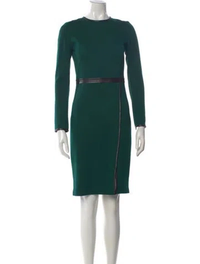 Pre-owned St John Crew Neck Knee-length Dress In Green