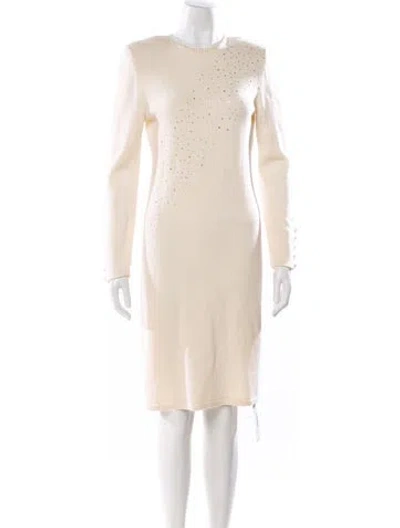 Pre-owned St John Crew Neck Knee-length Dress In Neutral