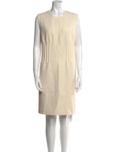 Pre-owned St John Crew Neck Knee-length Dress In Neutral