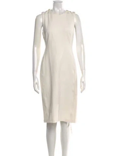 Pre-owned St John Crew Neck Knee-length Dress In Neutral