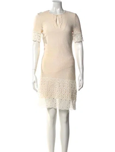 Pre-owned St John Crew Neck Knee-length Dress In Neutral